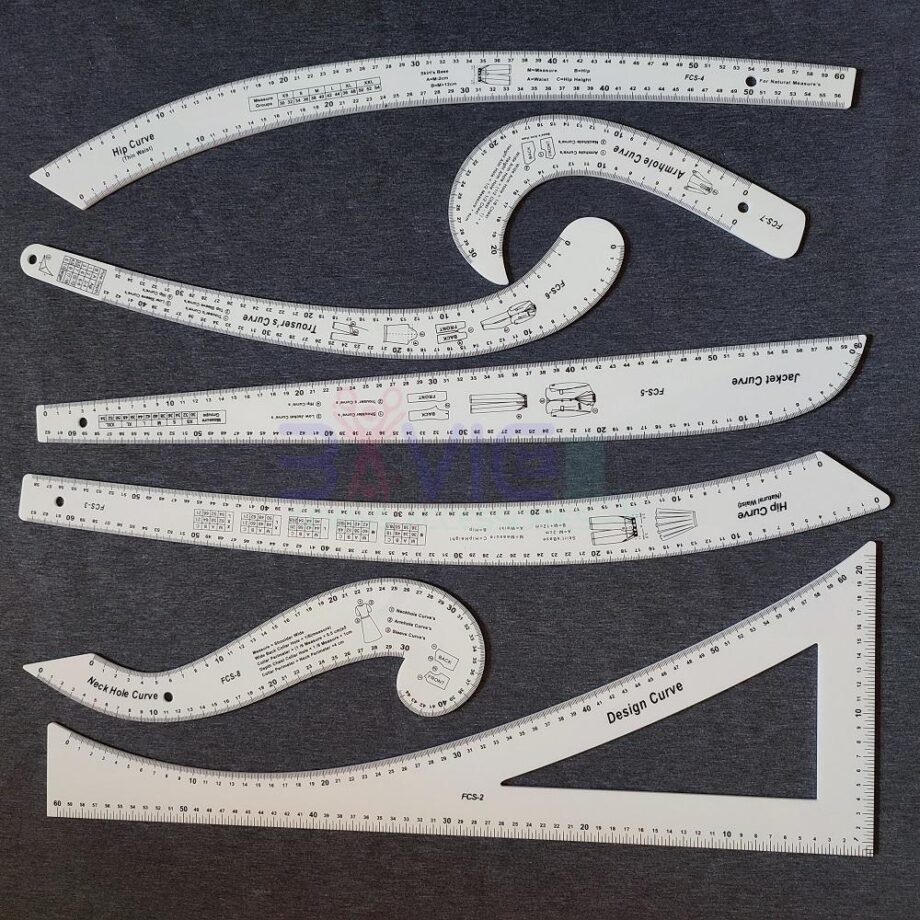 7 Pieces Acrylic Plastic Ruler Set