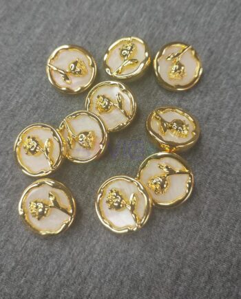 Gold Rose Metal Button