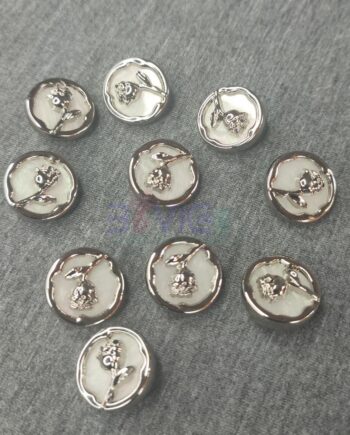Silver Rose Metal Button